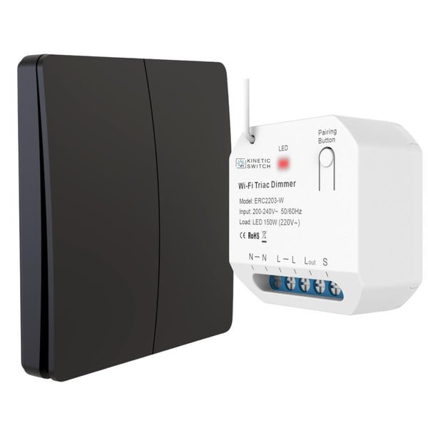 Dimmbar Set mit kinetischem 2-fach Funkschalter und dimmbarem Empfänger smart