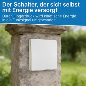 Outdoor set with kinetic radio switch IP65 &amp; compact receiver IP67 smart