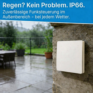 Outdoor set with kinetic radio switch IP65 &amp; compact receiver IP67 smart